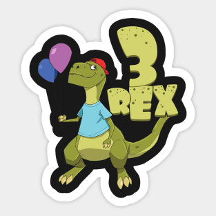 Kids Three Rex T-Rex Birthday 3 Year Old Girl Boy Kids graphic Sticker